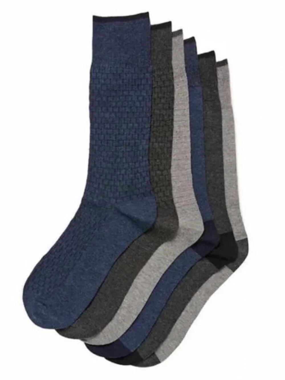 NWT - 12-pair Cole Haan Men's Dress Sock (2) Blue, (2) Dark Gray, (2) Light Gray